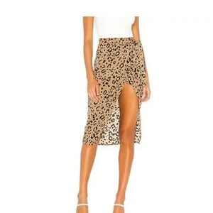 Lovers + Friends Tan and Black Midi Skirt